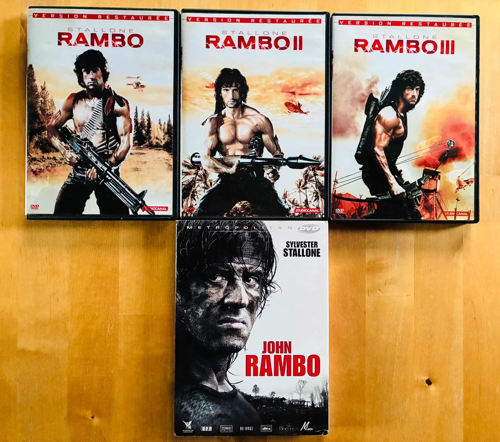 Lot 4 DVD intégrale Rambo Sylvester Stallone.